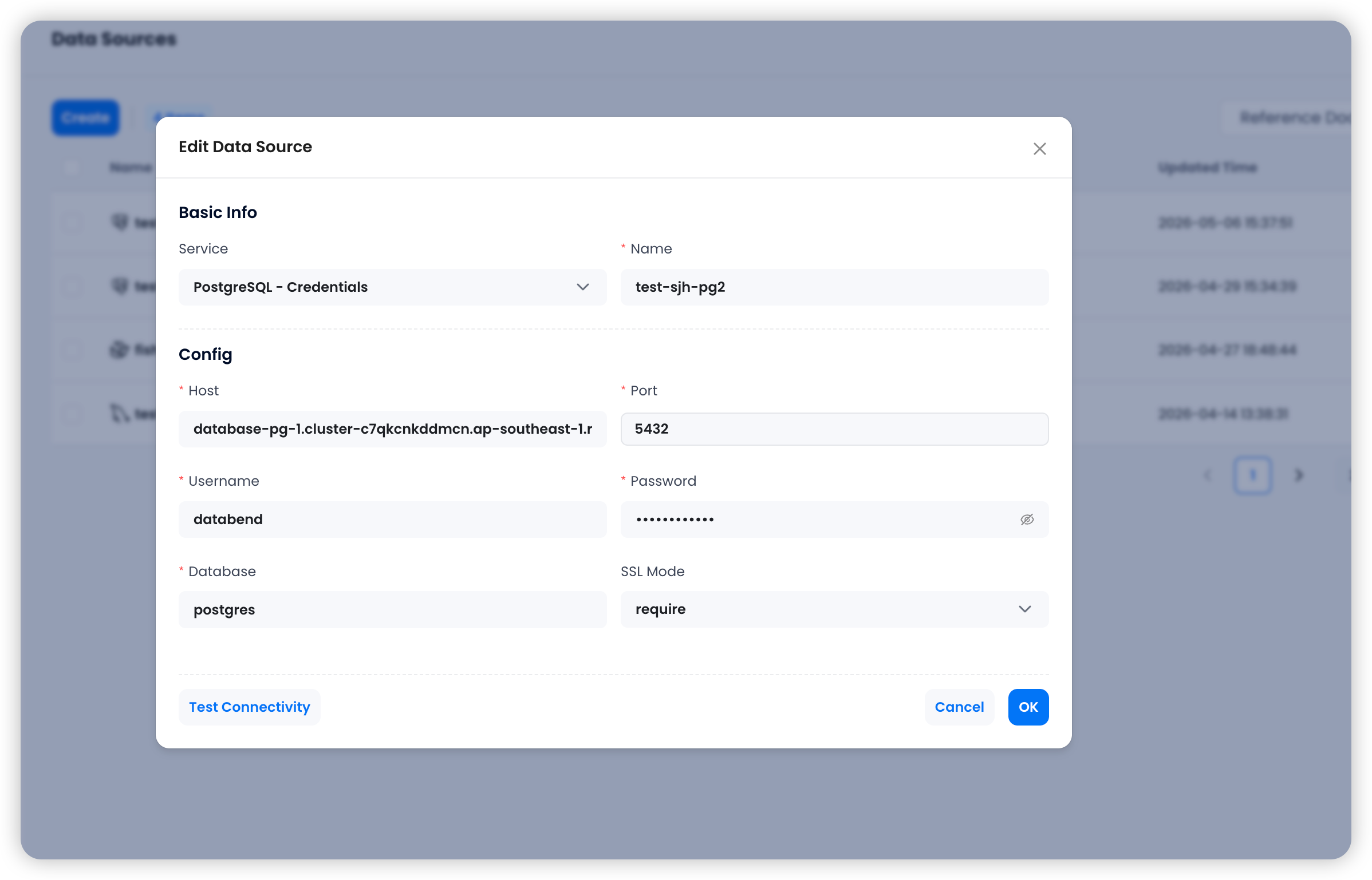 Create PostgreSQL Data Source
