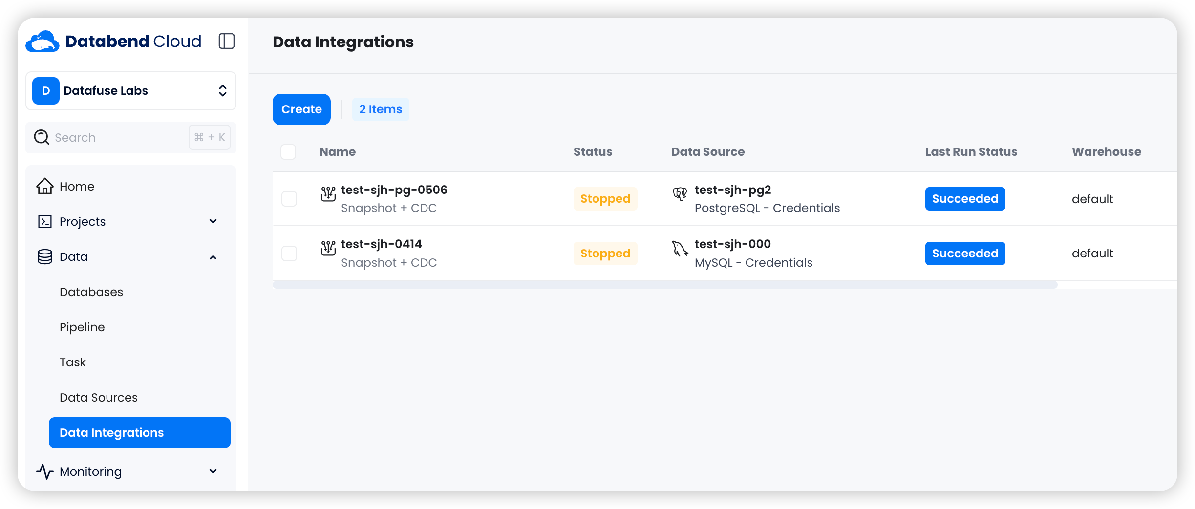Data Integration Page