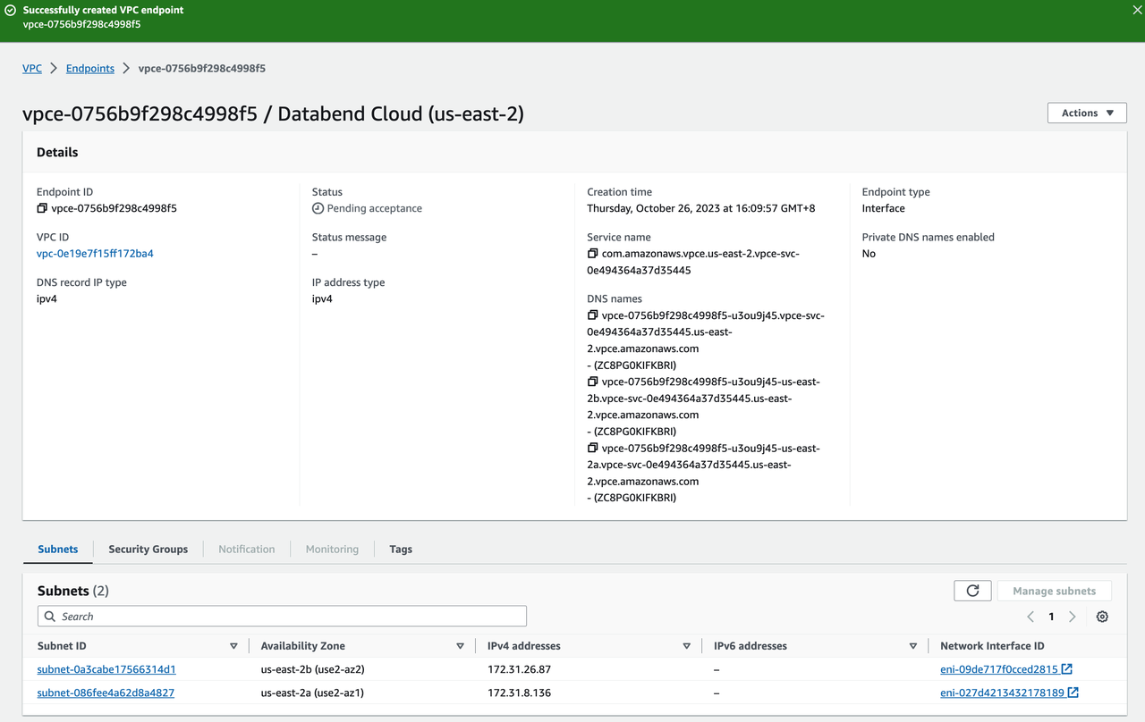 Create Endpoint Done